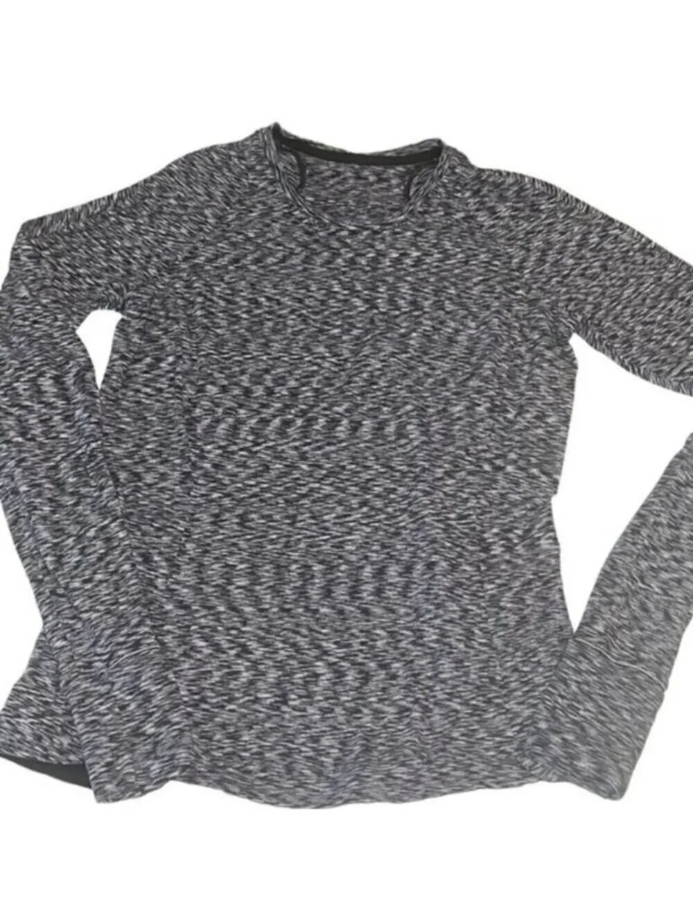 Lululemon Black White Gray‎ Runderful Long Sleeve Pullover Running Top Size 10